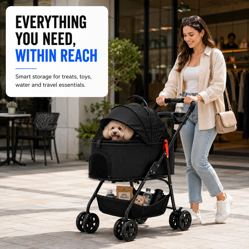 Foldable Pet Stroller with Cup Holder W35323