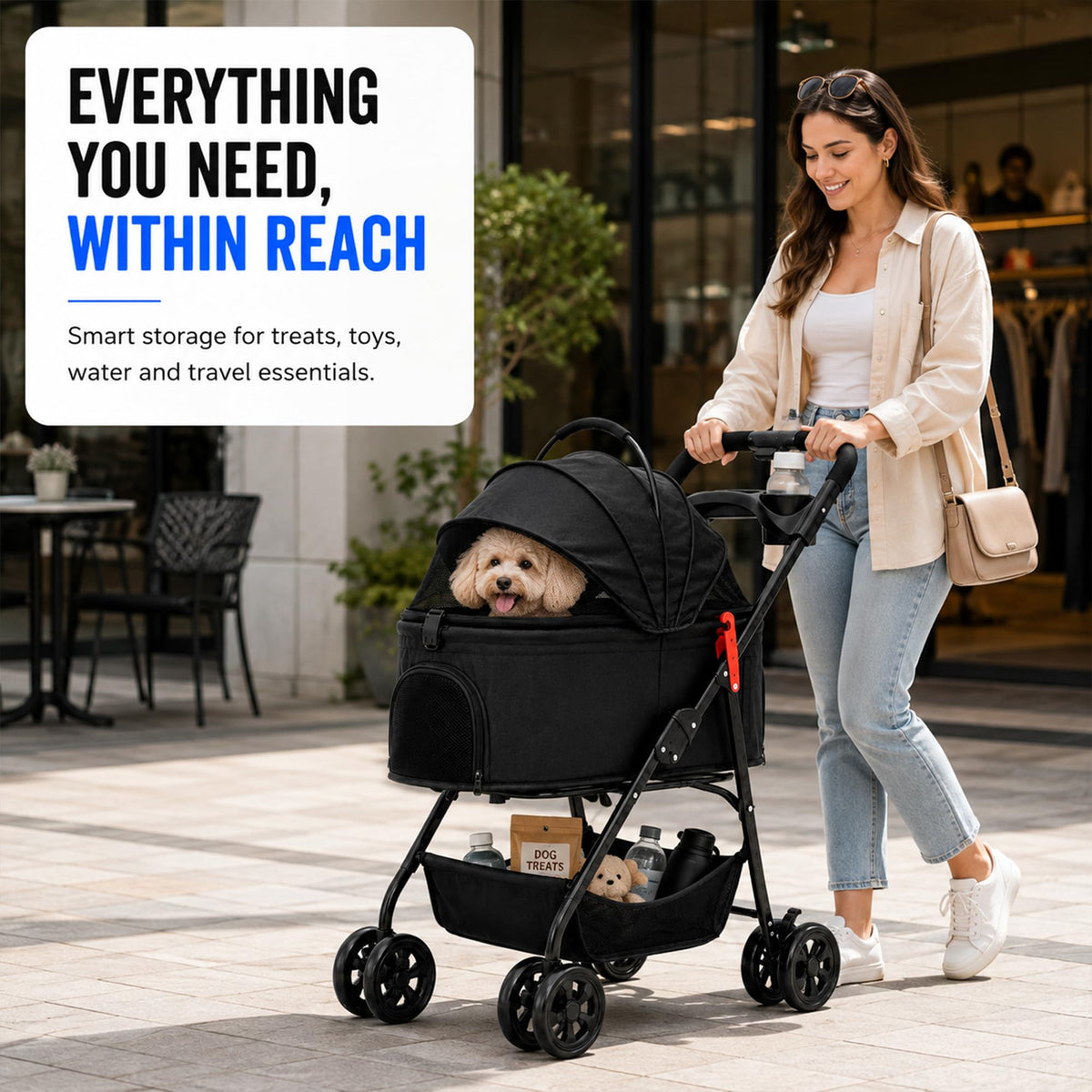 Foldable Pet Stroller with Cup Holder W35323