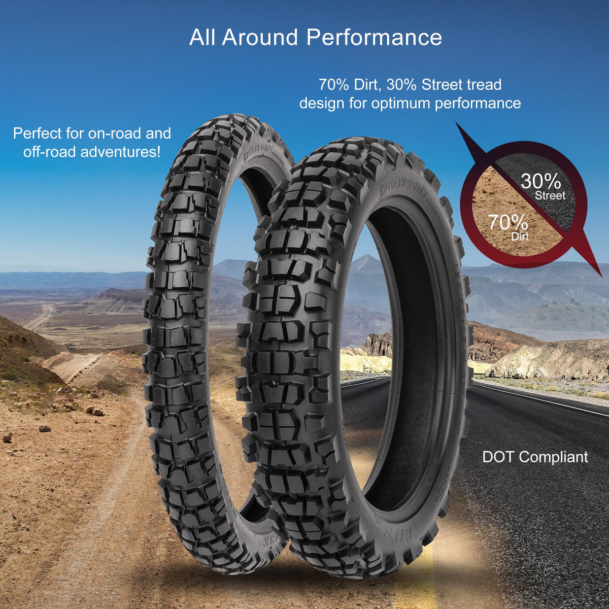 Adventure Motorcycle Tire 130/90-17 Rear Dual Sport On/Off-Road Q10342
