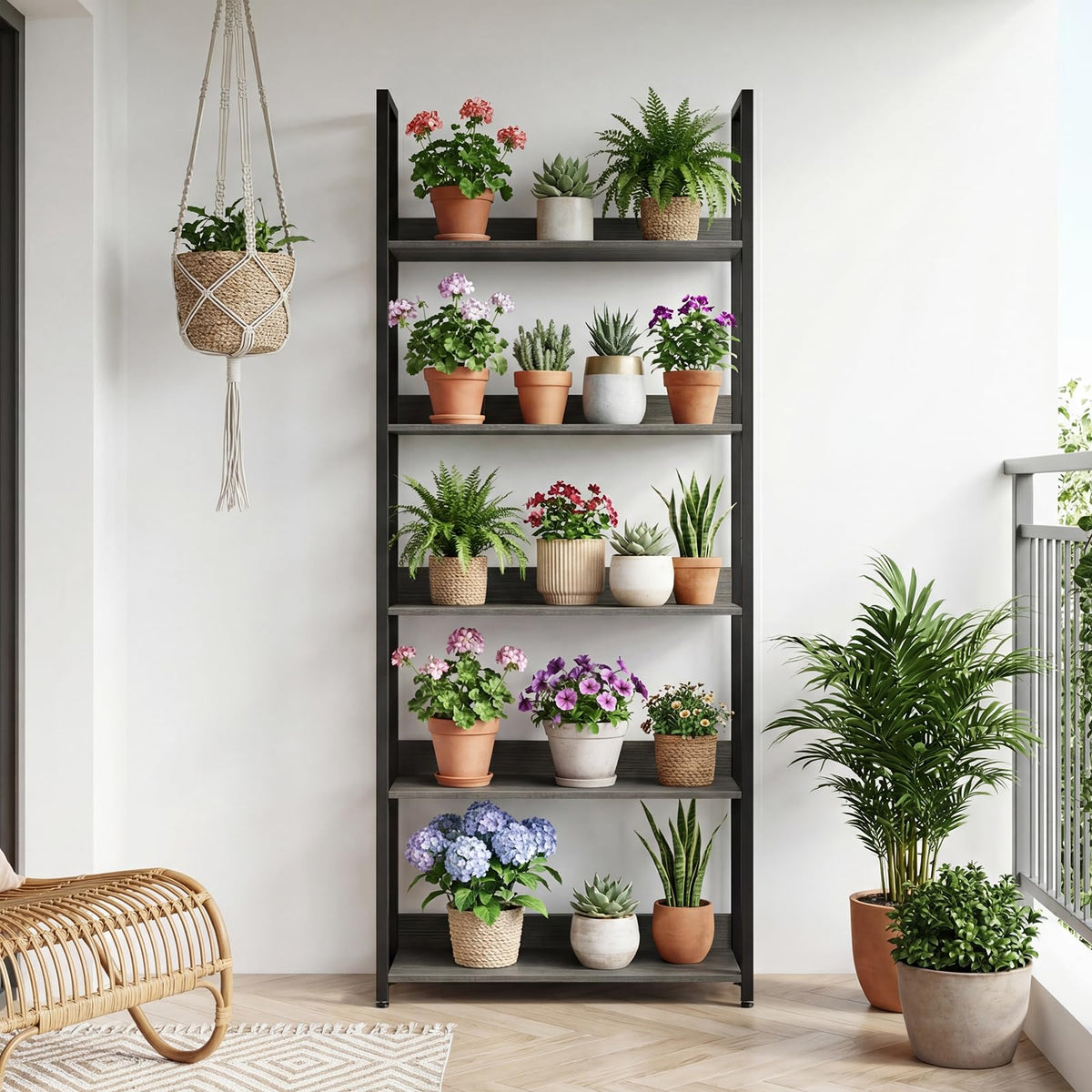 5-Tier Wooden Bookshelf Set of 2 F155344