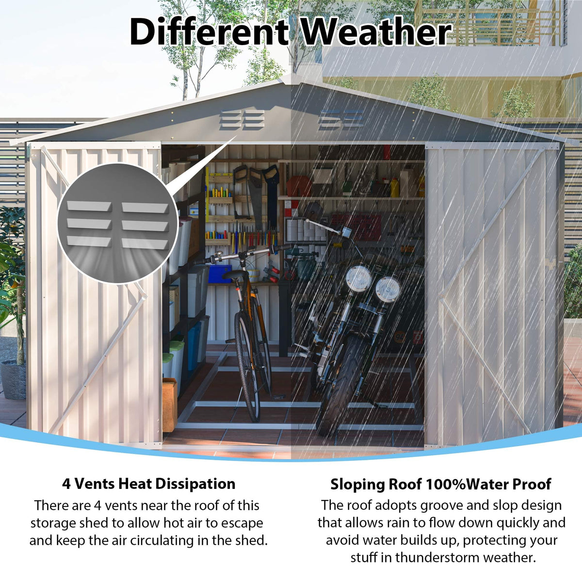 10x14 FT Light Gray Metal Storage Shed X1981