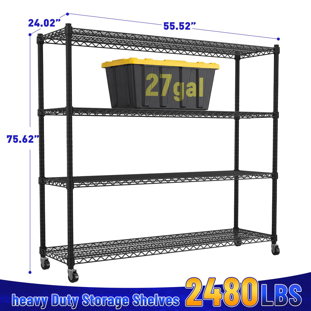 4-Tier Heavy Duty Shelving with Wheels N7515