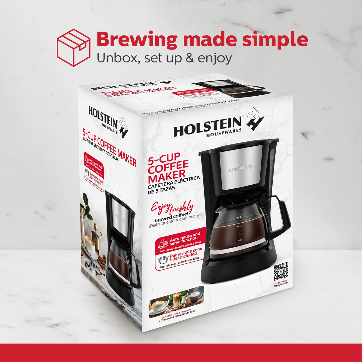 5 Cup Drip Coffee Maker with Glass Carafe Black J93816