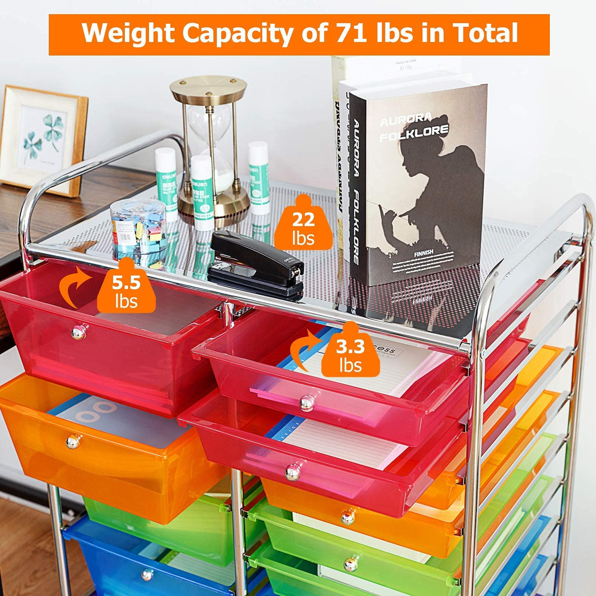 15 Drawer Rolling Storage Cart with Wheels G70175