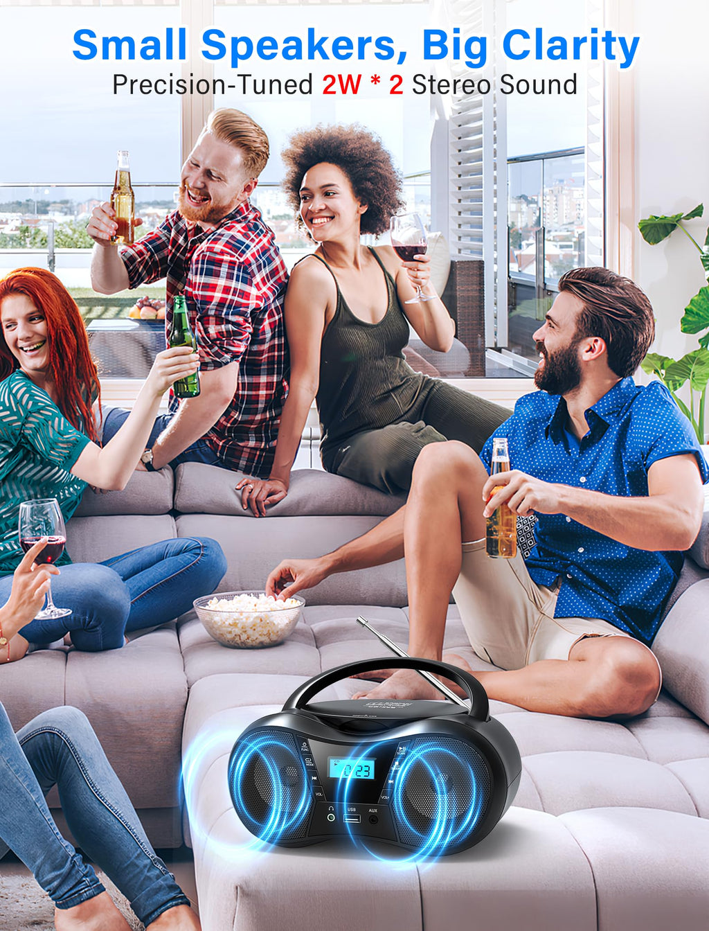 Portable Boombox CD Player with Bluetooth F56867