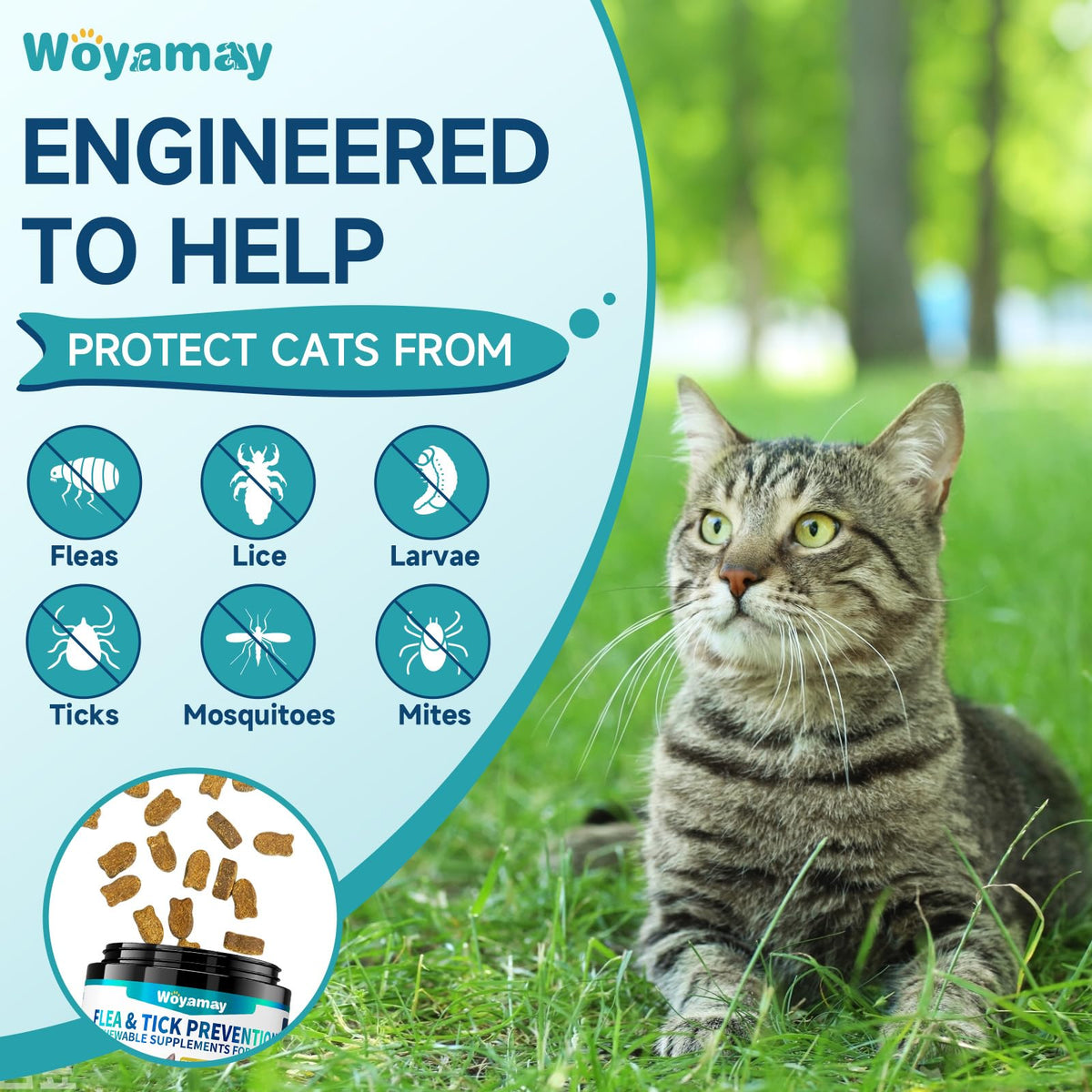 Natural Flea & Tick Prevention Bundle for Cats & Dogs, 200 Chews + Herbal Drops S374