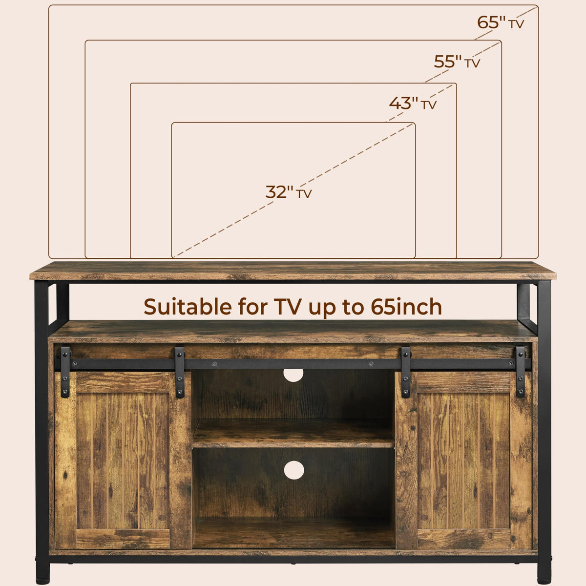 Tall Farmhouse TV Stand for 65 Inch TV Z399