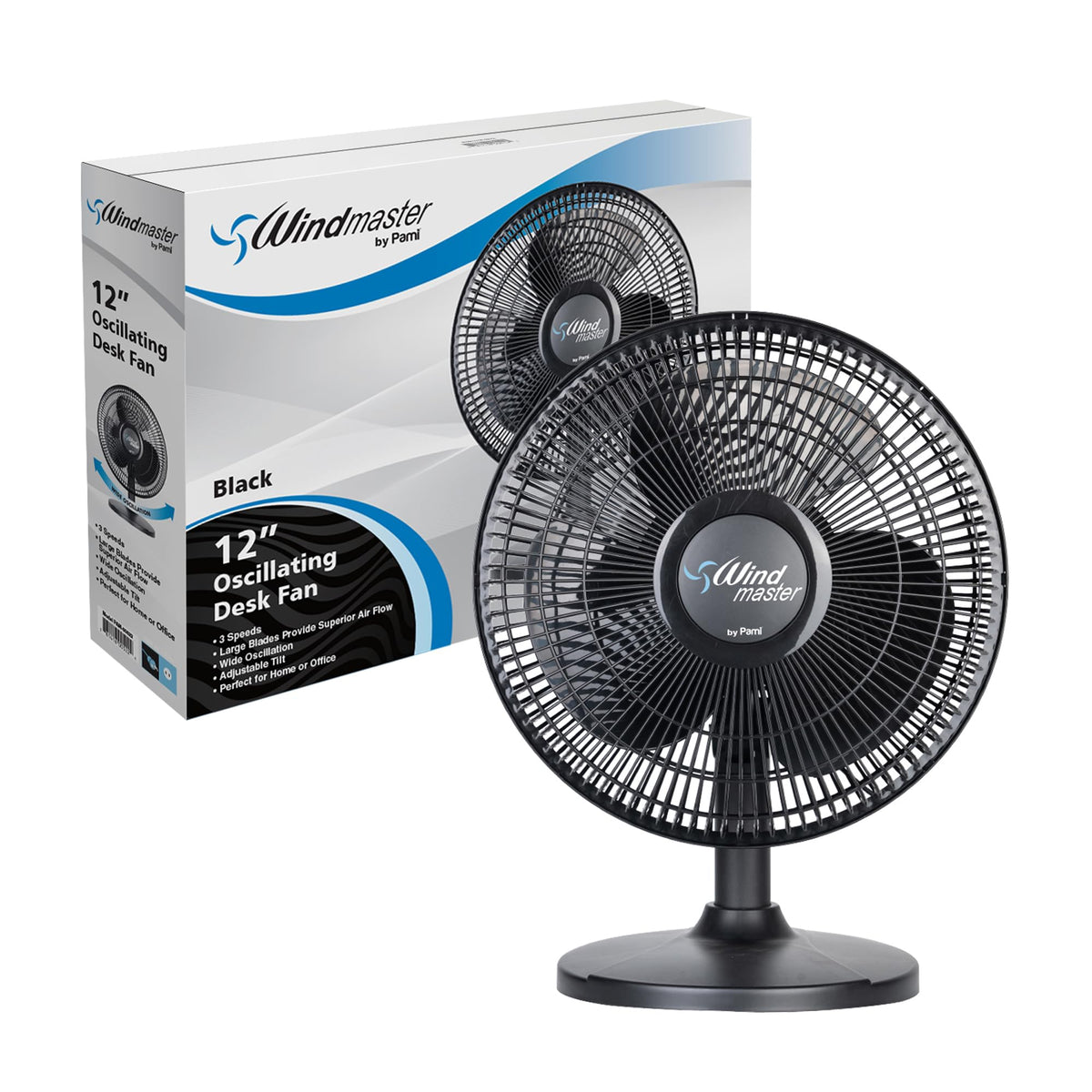 16 in Oscillating Desk Fan, 3 Speed, Adjustable Tilt, Black U851637