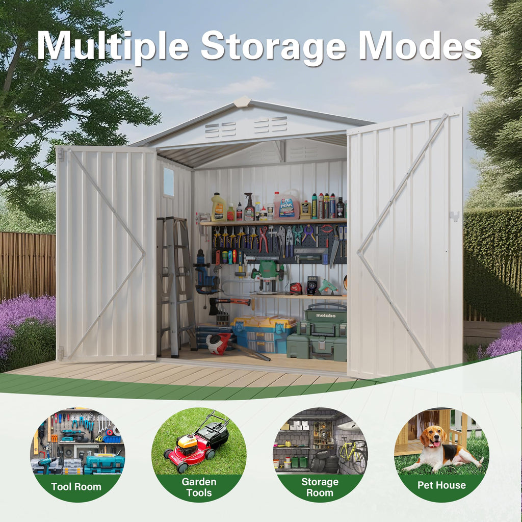 6x3.6FT Metal Outdoor Storage Shed with Lockable Door and Clear Window C49224