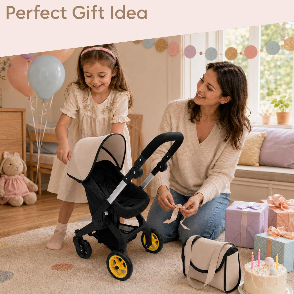 Convertible 2-in-1 Doll Stroller and Car Seat B782
