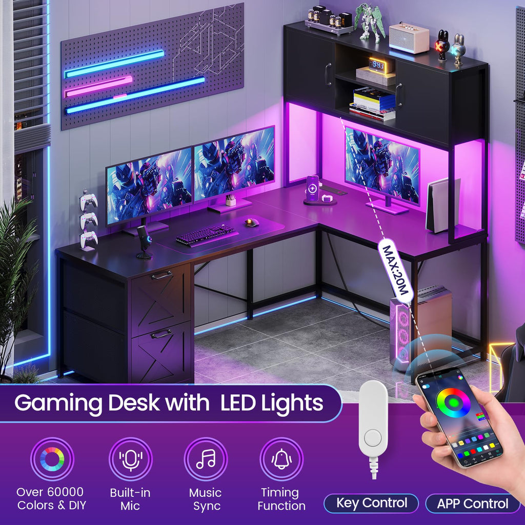 L Shaped Corner Gaming Desk with Drawers Q470599
