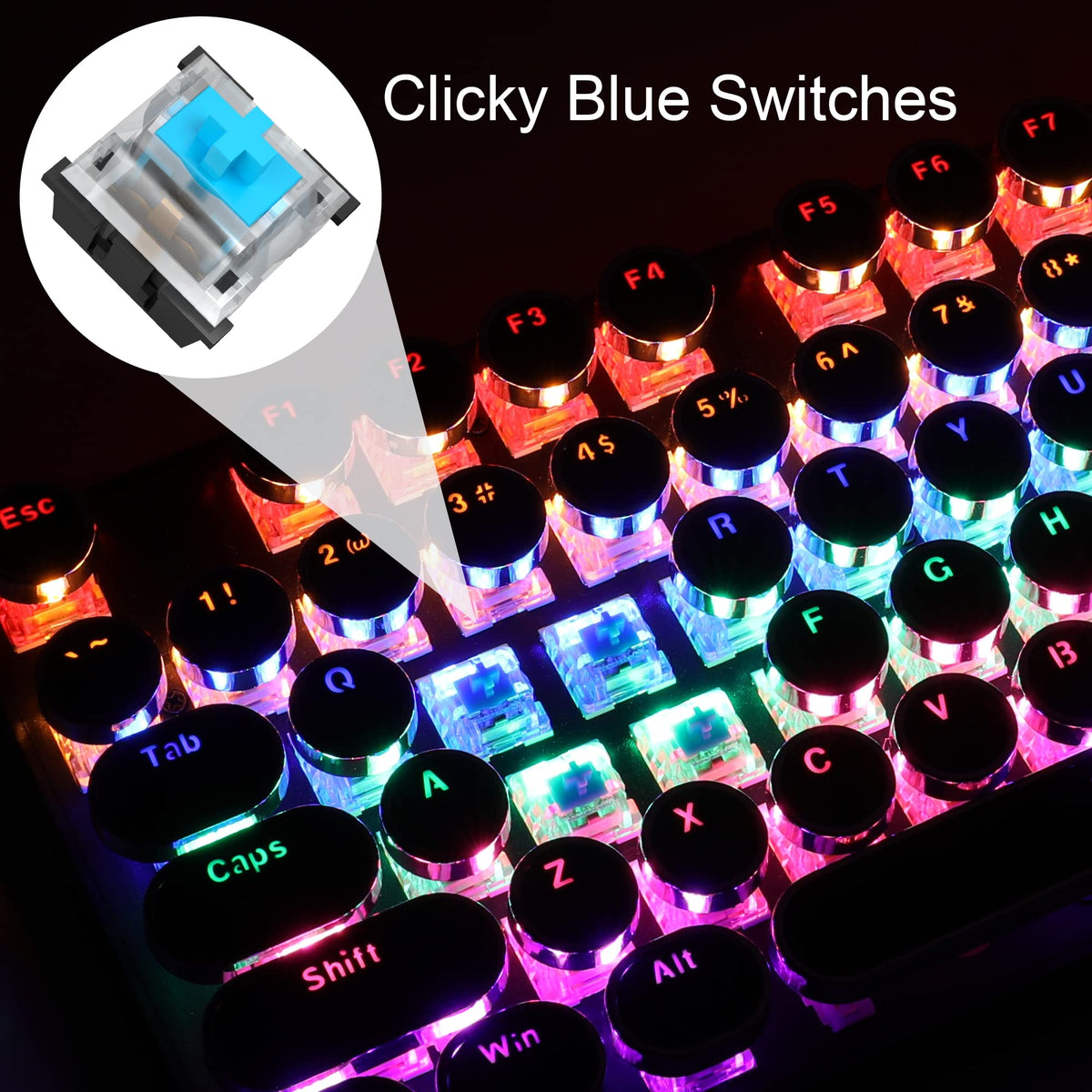 Black Retro Mechanical Gaming Keyboard with RGB Backlit F315