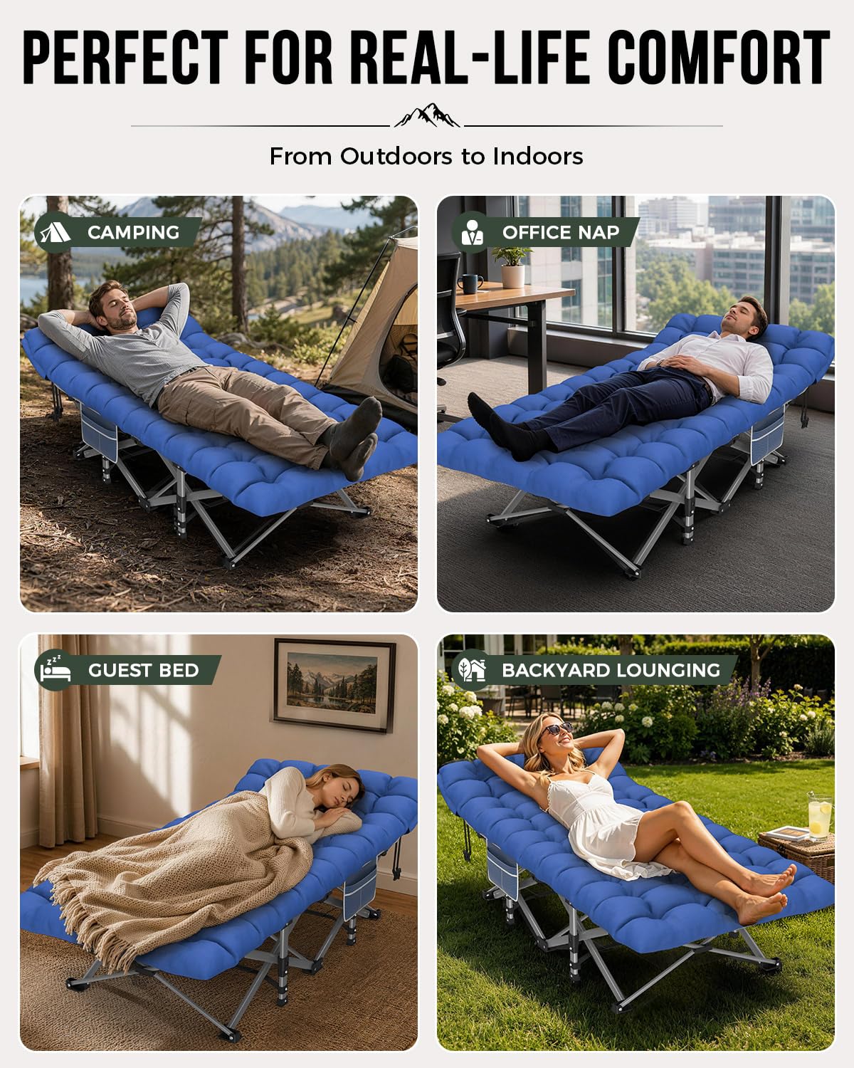 32in XXL Folding Camping Cot with Mattress E36267