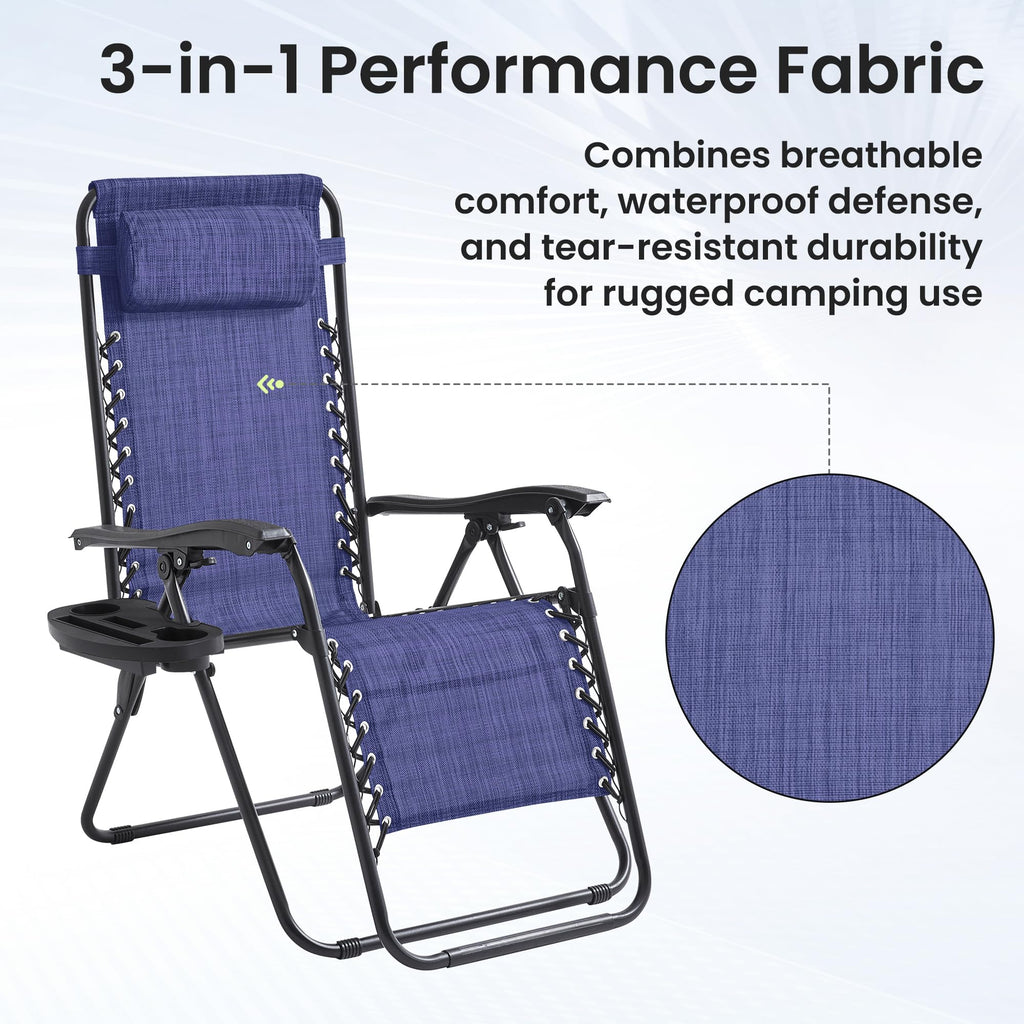2 Pack Zero Gravity Outdoor Recliner Chair Blue Y86464