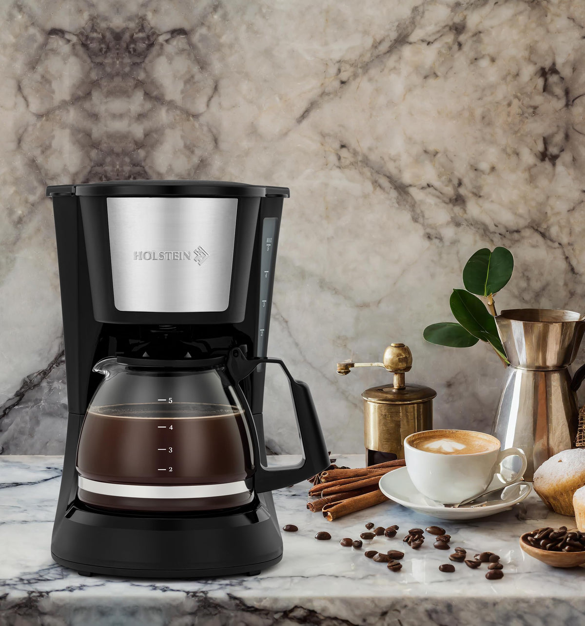 5 Cup Drip Coffee Maker with Glass Carafe Black J93816