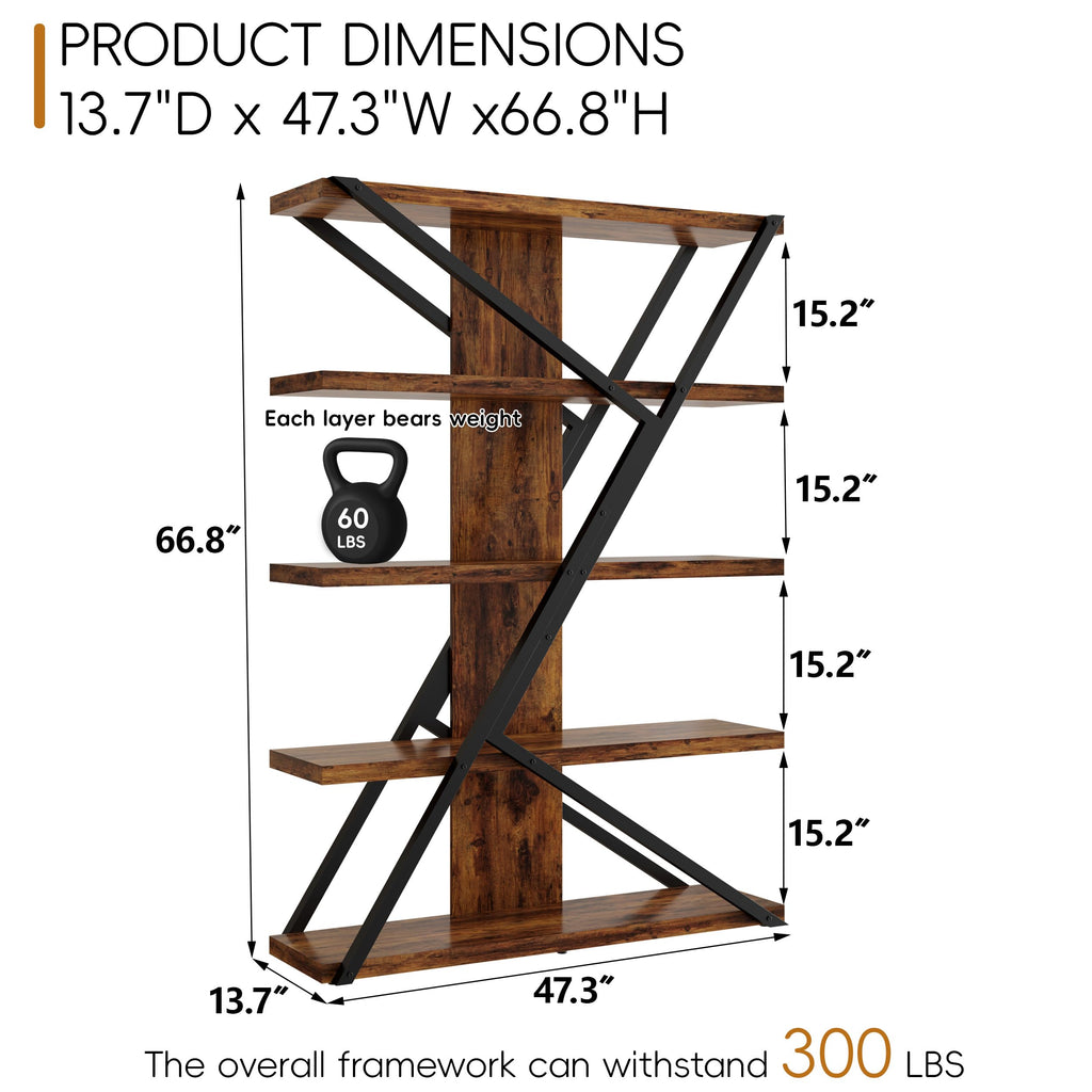5-Tier Wood and Metal Bookcase A82420