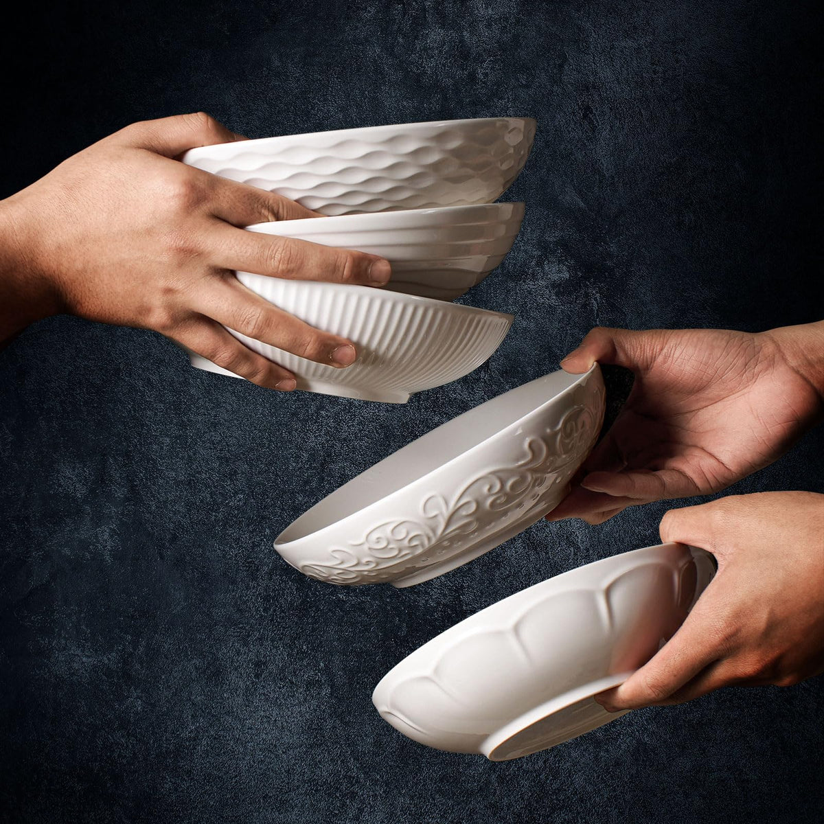 White Ceramic 32oz Pasta Bowls Set of 4 W4913