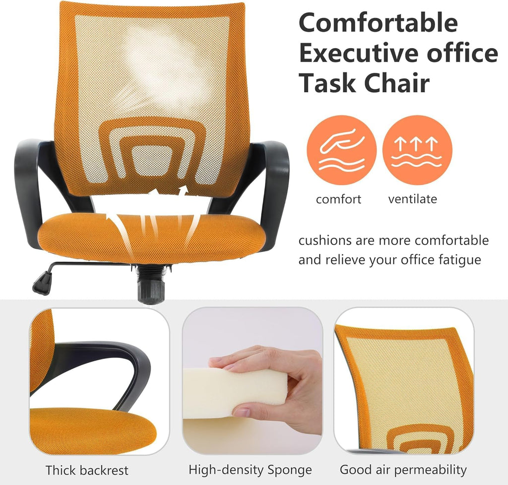 Orange Mesh Mid-Back Office Chair K2681