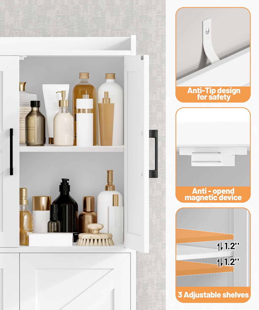 60.2''H Tall Bathroom Storage Cabinet with 6 Door S59381