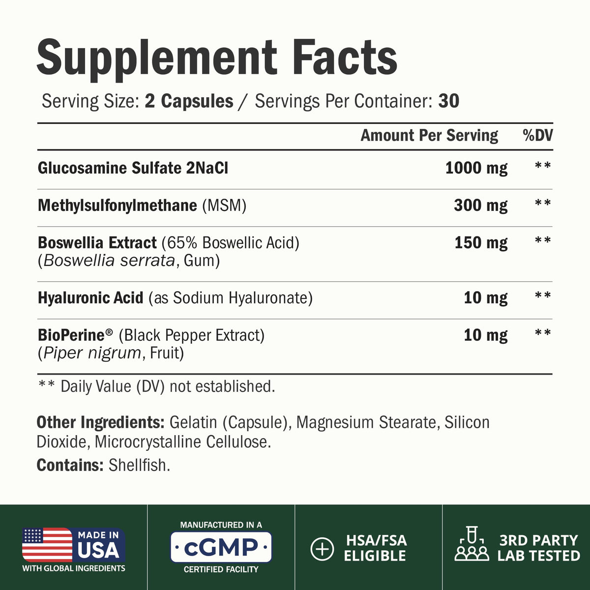 Glucosamine Sulfate 1000mg Joint Supplement 60 Caps G122