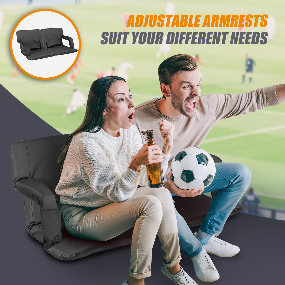 20.5"/25" Wide Padded Stadium Seat with Back Support Y6112