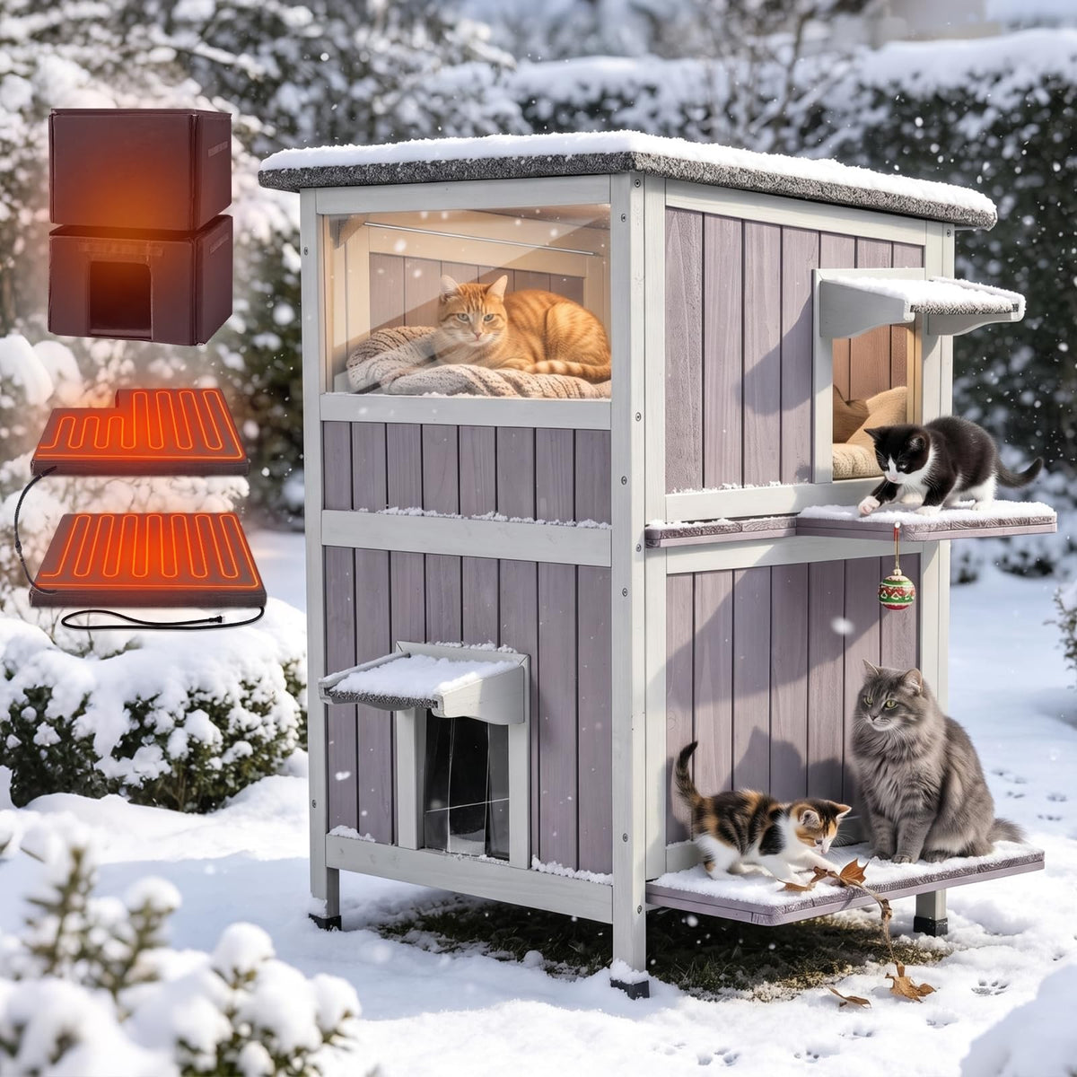 2-Story Heated Waterproof Cat House U20561