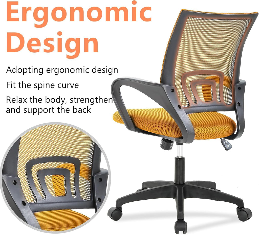 Orange Mesh Mid-Back Office Chair K2681