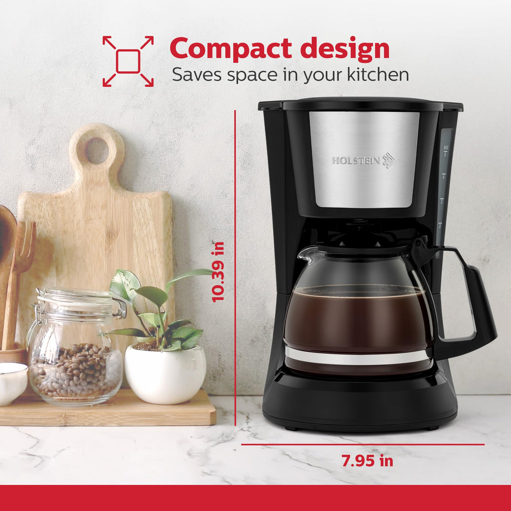 5 Cup Drip Coffee Maker with Glass Carafe Black J93816