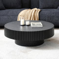 Matt Black Round Nesting Wood Coffee Table L2213