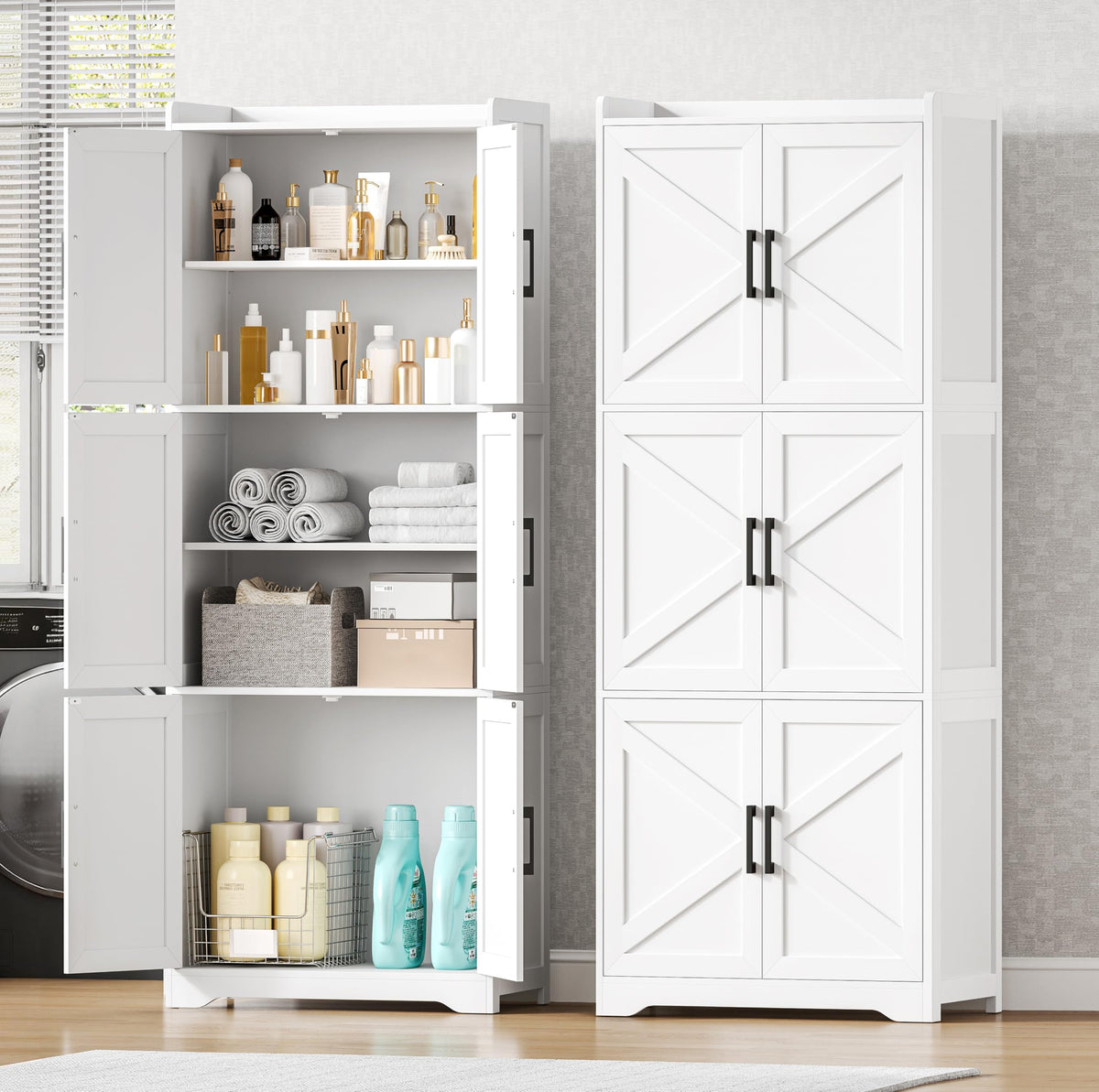 60.2''H Tall Bathroom Storage Cabinet with 6 Door S59381