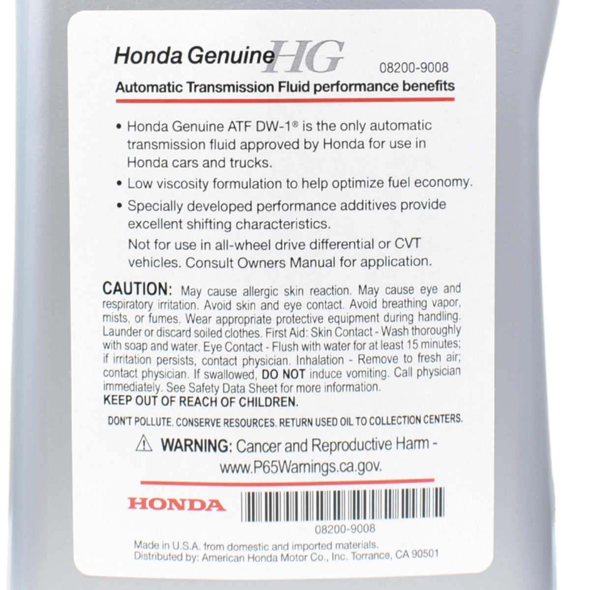 Automatic Transmission Fluid 1 Quart W937336