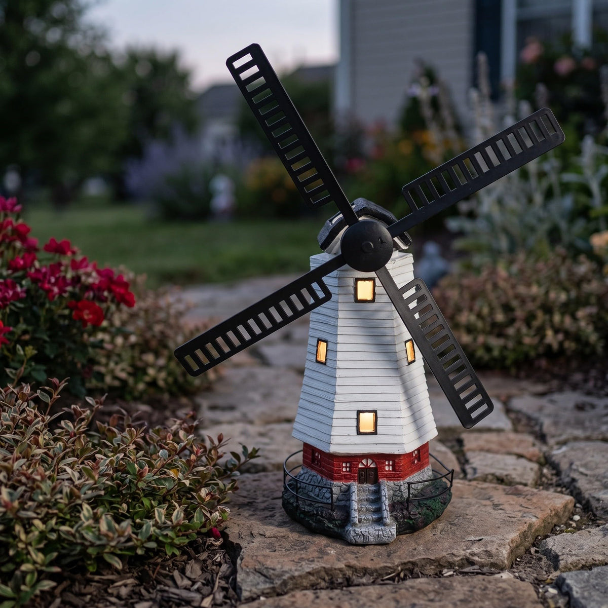 Solar Powered LED Lighthouse Garden Statue H604277