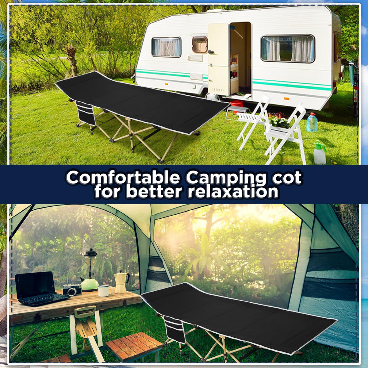 2 Pack Camping Cot with Carry Bag P65908