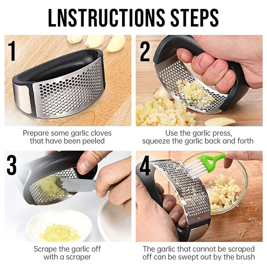 Stainless Steel Garlic Press Rocker with Silicone Peeler Y906851