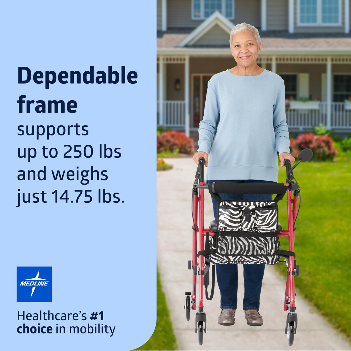 Lightweight Aluminum Foldable Rollator Walker X862