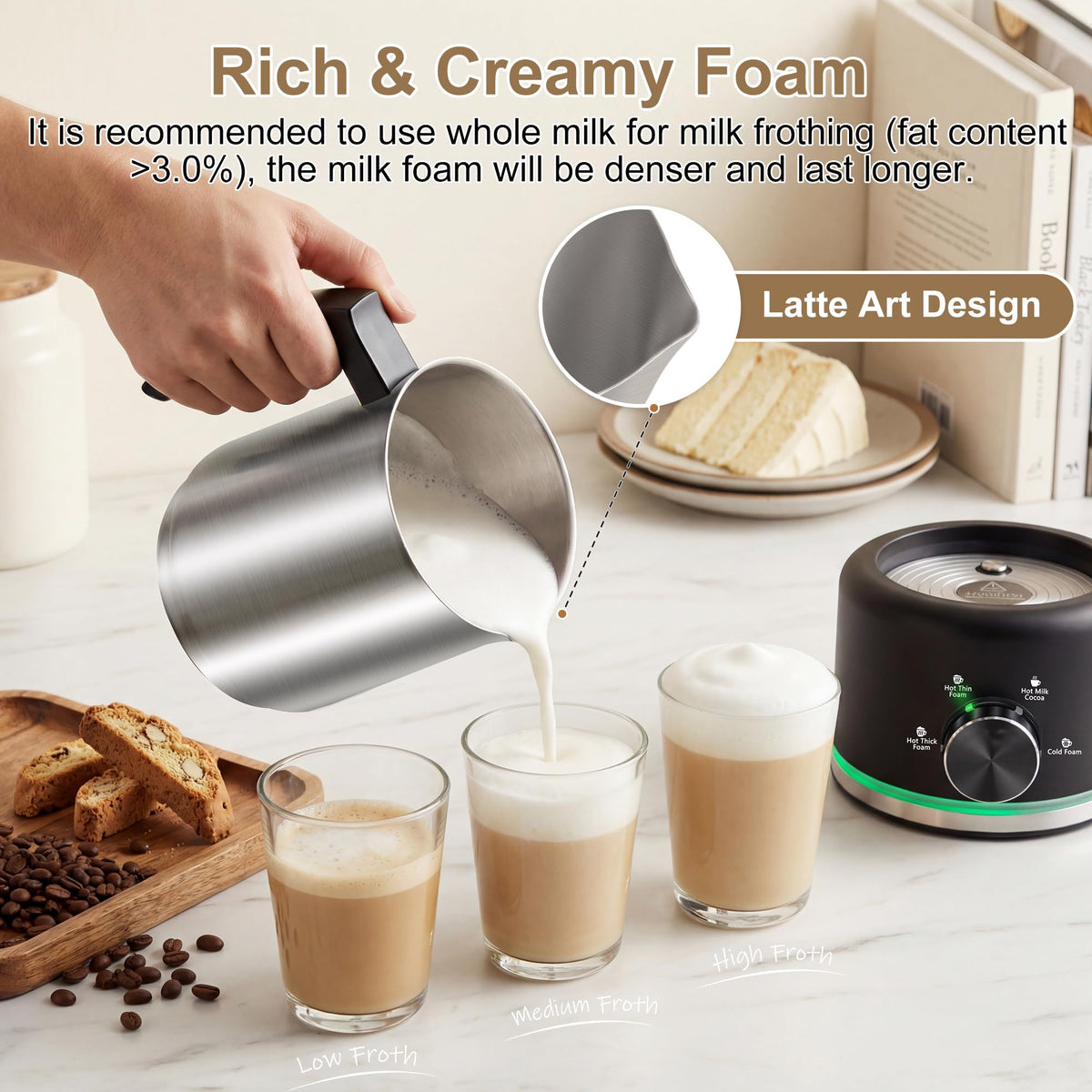 Black Electric Milk Frother and Steamer O7125