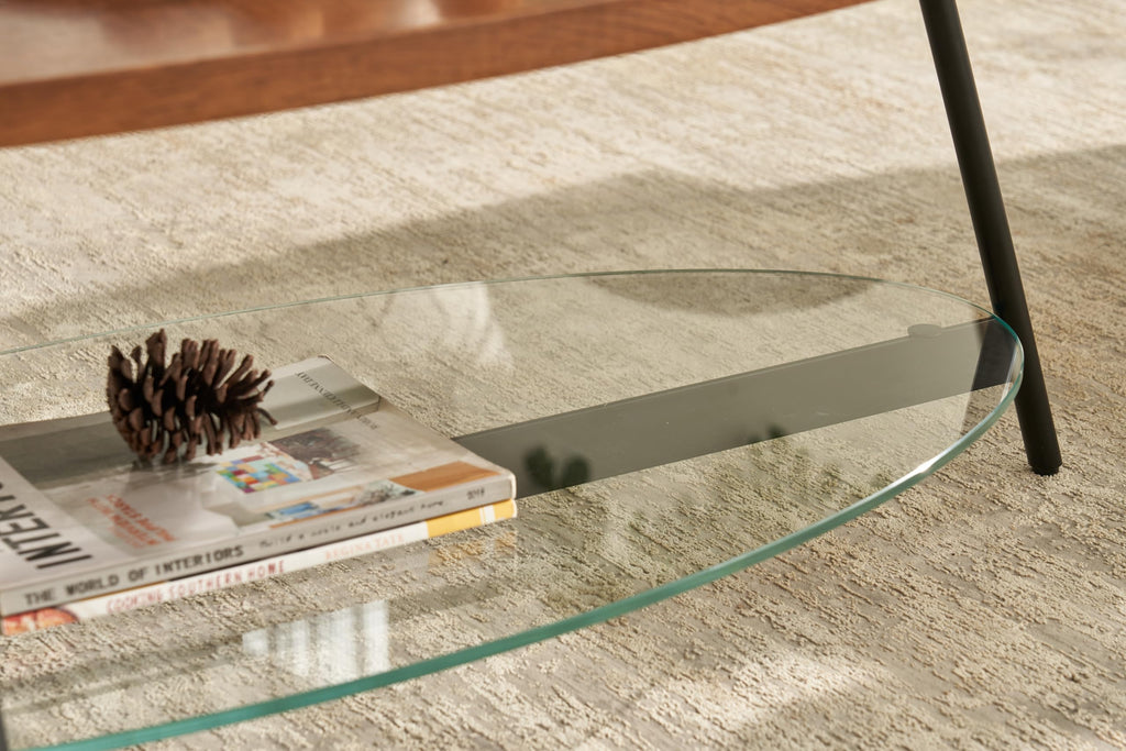 Black Walnut Glass Coffee Table O11775