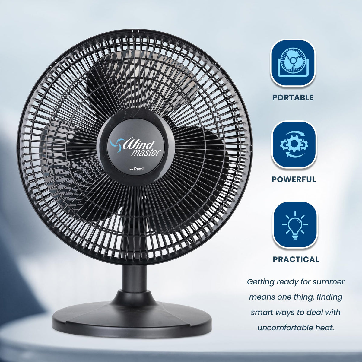 16 in Oscillating Desk Fan, 3 Speed, Adjustable Tilt, Black U851637