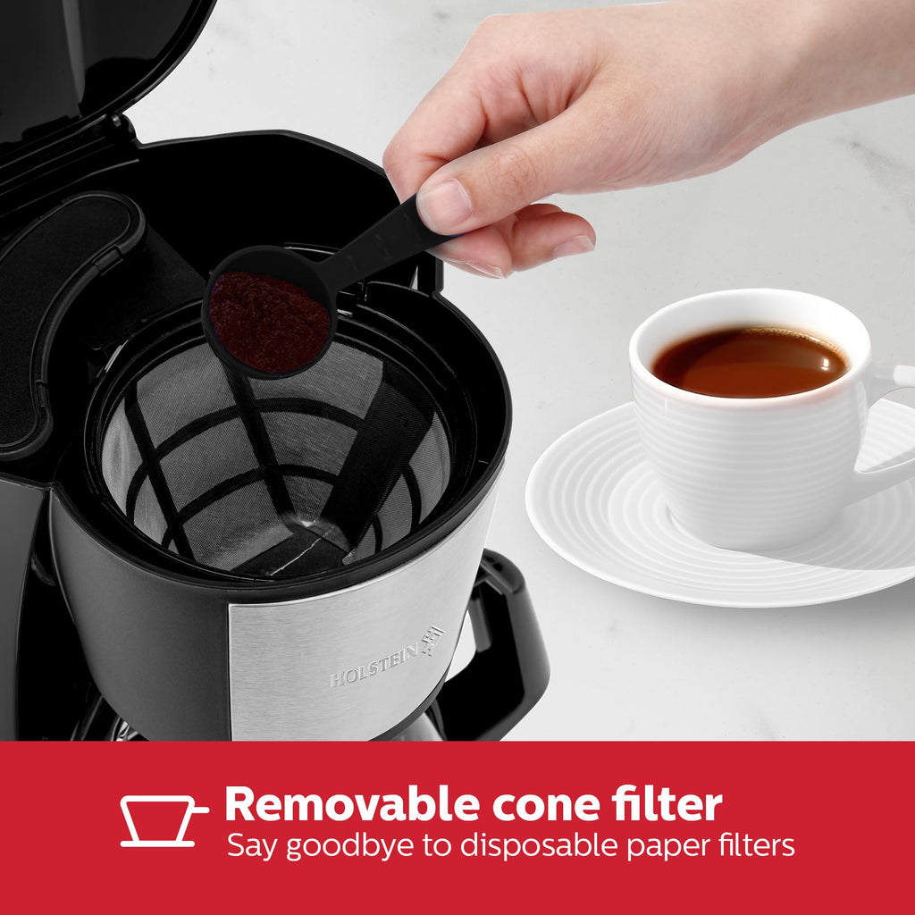 5 Cup Drip Coffee Maker with Glass Carafe Black J93816