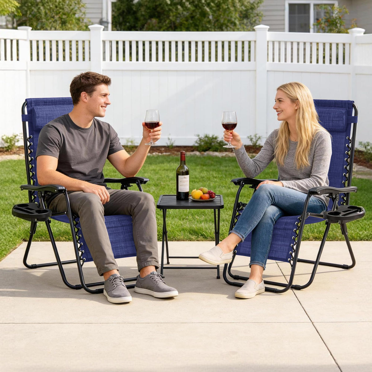 2 Pack Zero Gravity Outdoor Recliner Chair Blue Y86464