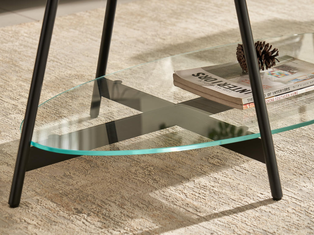 Black Walnut Glass Coffee Table O11775