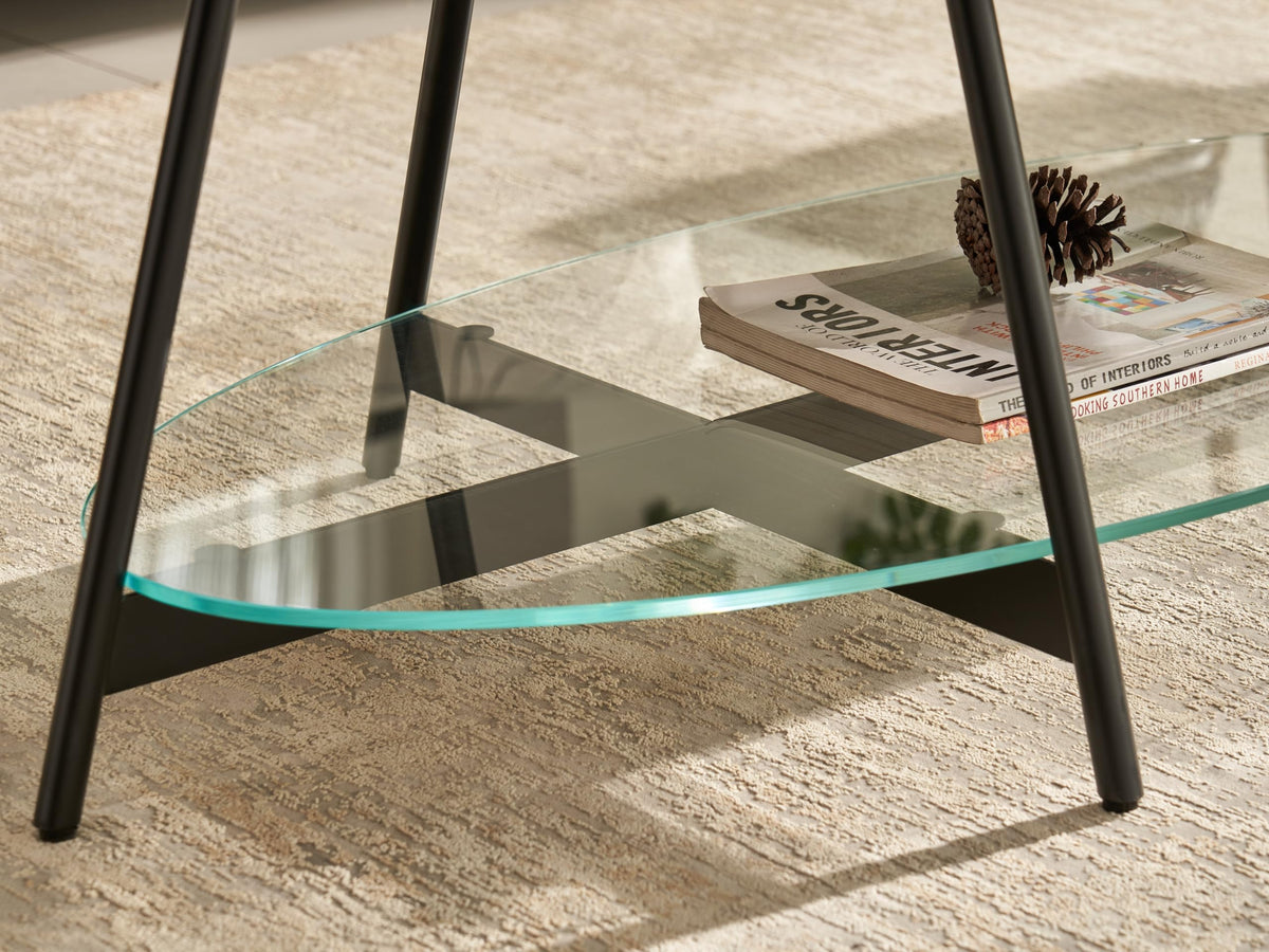 Black Walnut Glass Coffee Table O11775