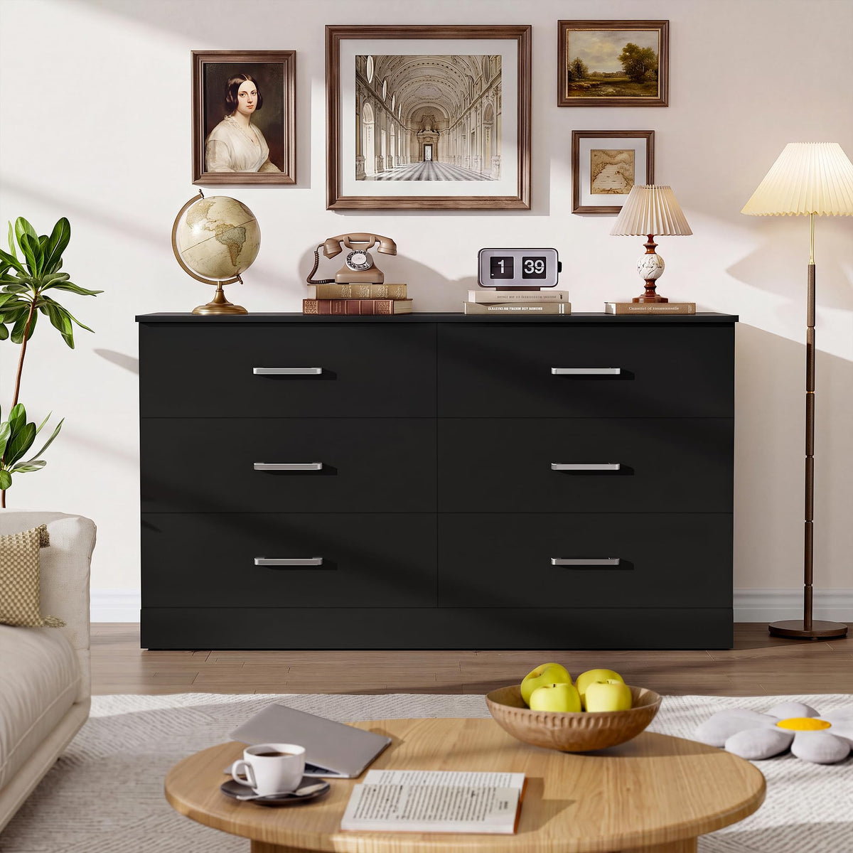6 Drawer Dark Black Dresser I975351