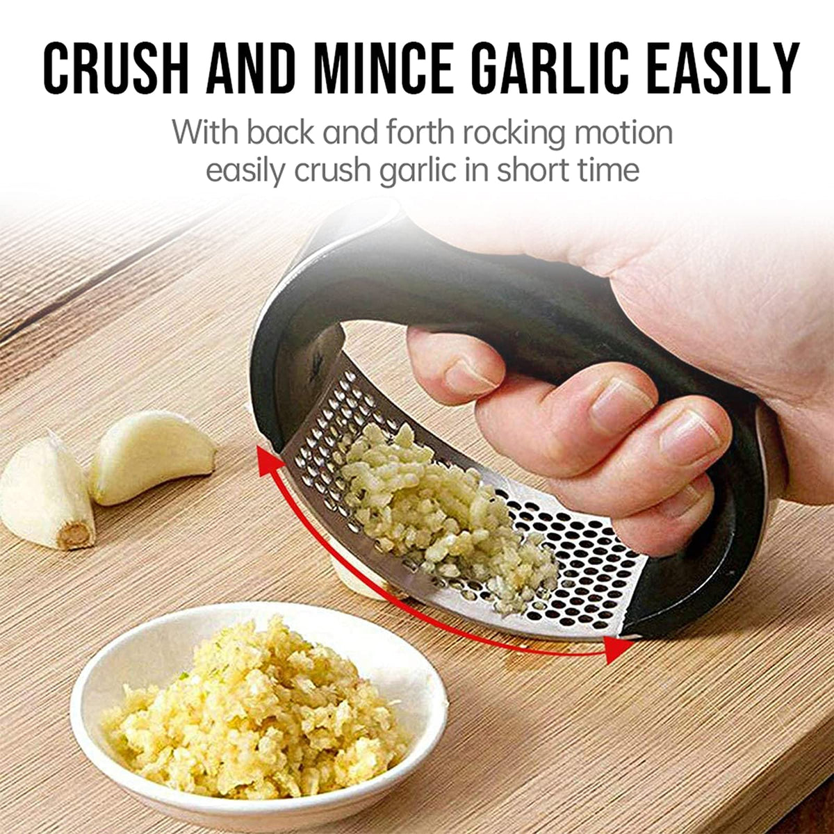 Stainless Steel Garlic Press Rocker with Silicone Peeler Y906851