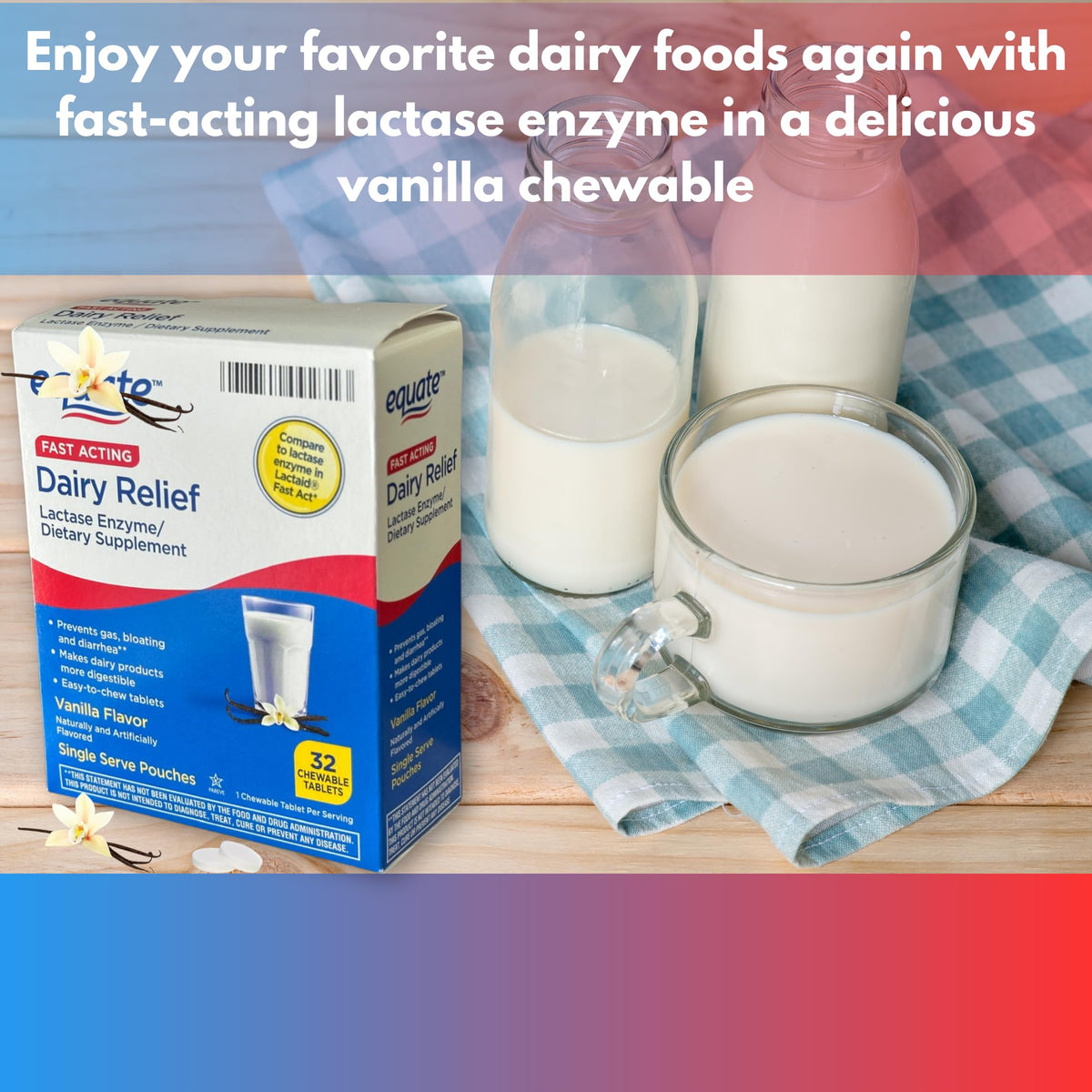 Vanilla Flavor 32 Chewable Tablets Lactase Enzyme P83779