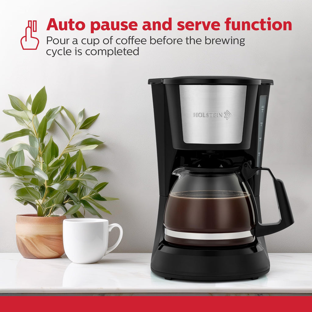 5 Cup Drip Coffee Maker with Glass Carafe Black J93816