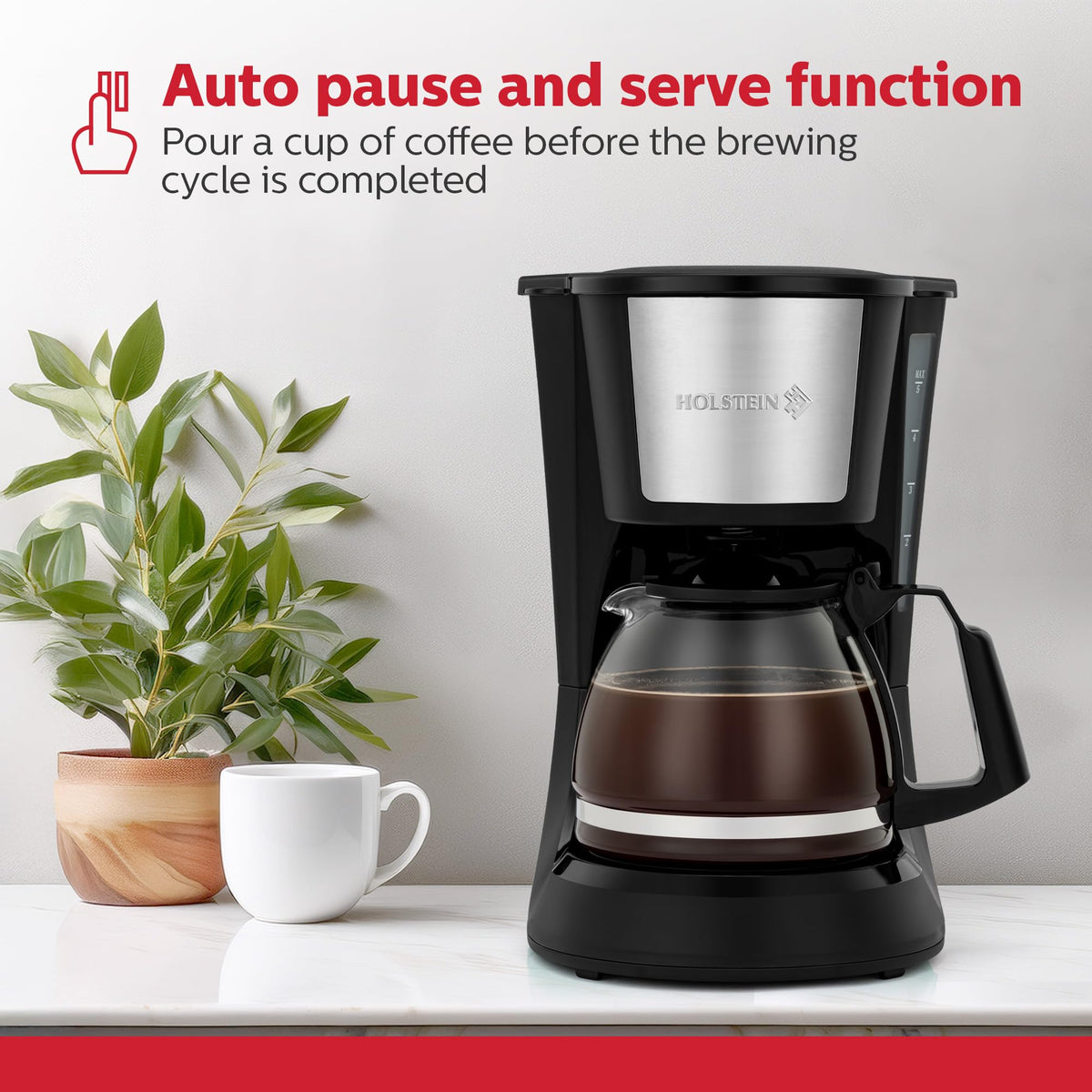 5 Cup Drip Coffee Maker with Glass Carafe Black J93816