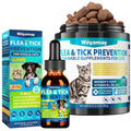 Natural Flea & Tick Prevention Bundle for Cats & Dogs, 200 Chews + Herbal Drops S374