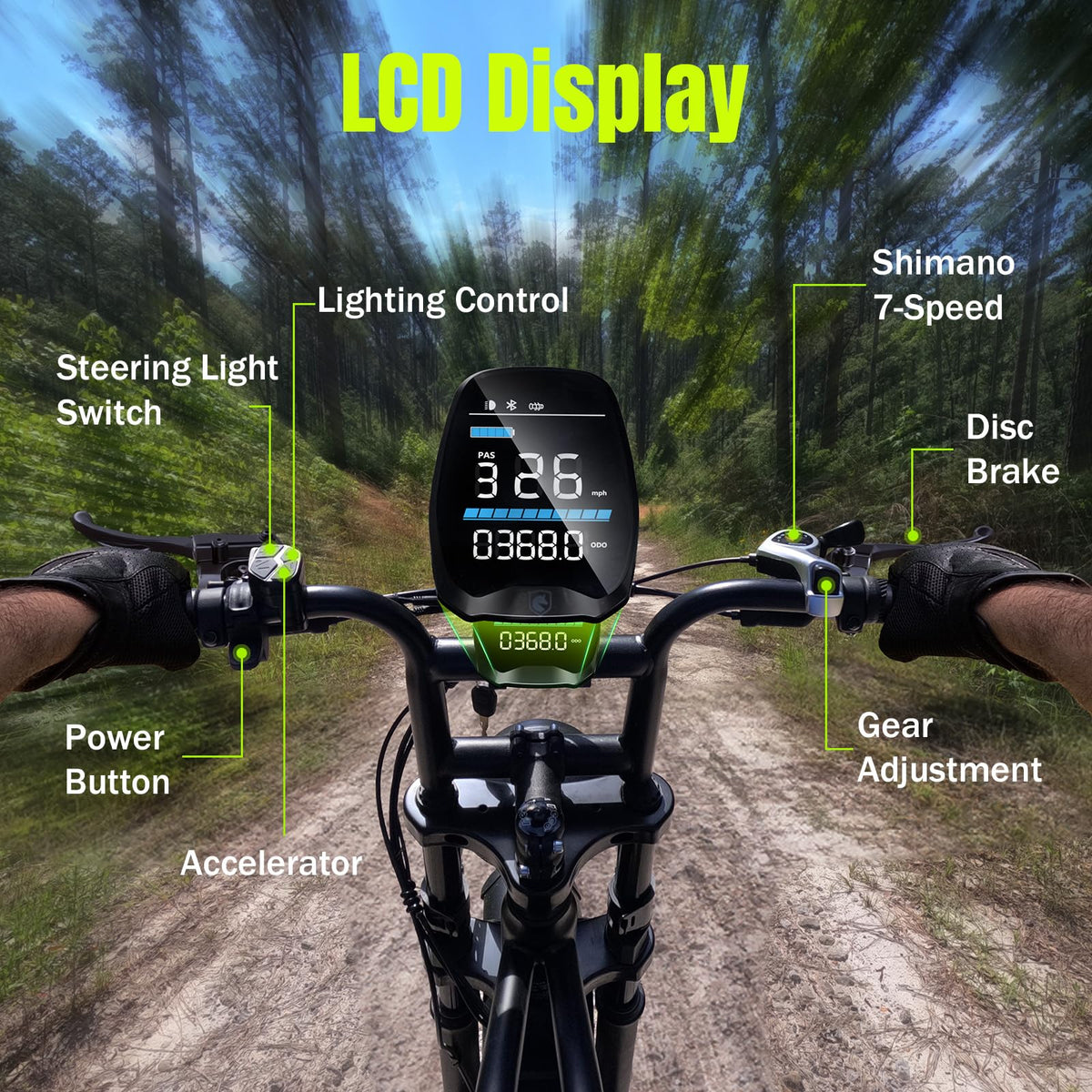 Electric Bike 48V 15Ah Battery 1500W Peak Motor 20 * 4.0 Fat Tire H1405