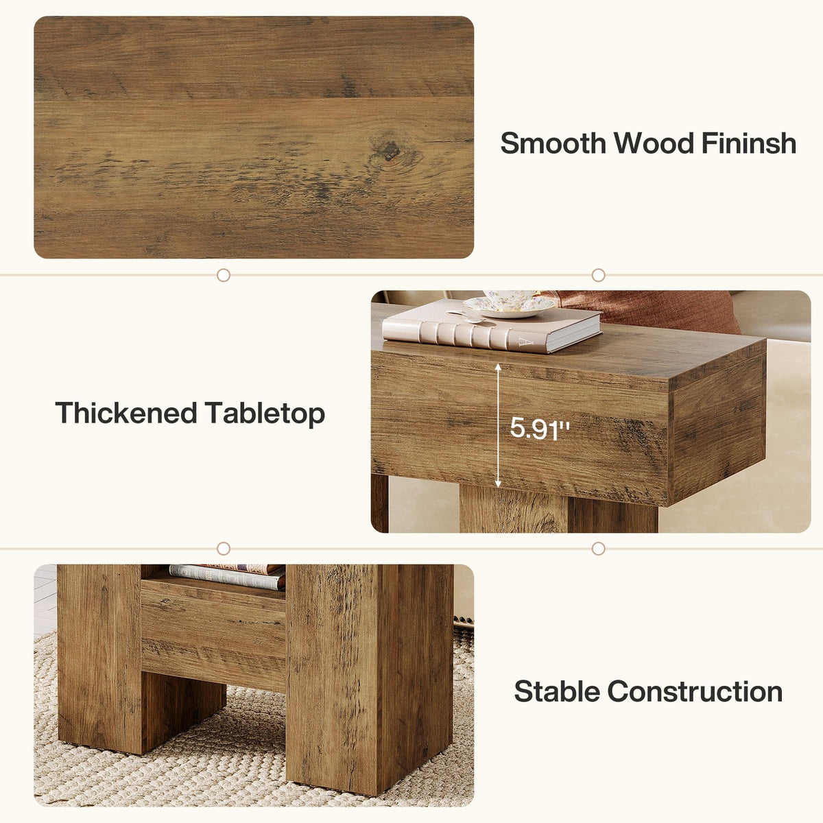 2-Tier Narrow Side Table with Storage Shelf U69486